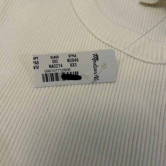 NWT Madewell Garment-Dyed Ribbed Crewneck Pocket Tee Vintage Ivory Size XXS - Picture 8 of 9